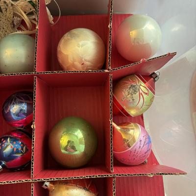LOT 108: Vintage Ornaments in Storage Tote