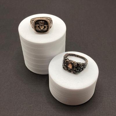 LOT 115: Pair of Sterling Silver Rings - Sizes 10 and 12