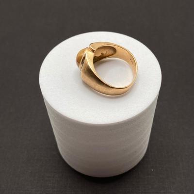 LOT 116: Gold Tiger's Eye and Diamond Band - 14KT, TW 7.42 gtw, Sz 8.5
