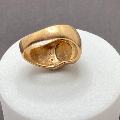 LOT 116: Gold Tiger's Eye and Diamond Band - 14KT, TW 7.42 gtw, Sz 8.5