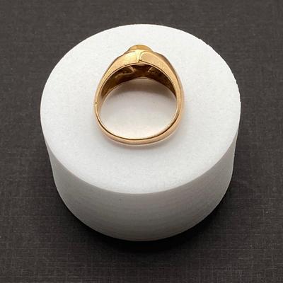 LOT 116: Gold Tiger's Eye and Diamond Band - 14KT, TW 7.42 gtw, Sz 8.5