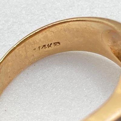 LOT 116: Gold Tiger's Eye and Diamond Band - 14KT, TW 7.42 gtw, Sz 8.5