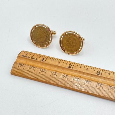 LOT 120: Anson Vintage Coin Cuff Links, Mother of Pearl Tie Tac and Foreign Coin / Token Collection