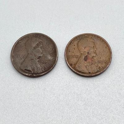 LOT 121: Vintage Coin / Currency Collection - Pair of 1909 One Cent / Pennies (VDB Included), Wheat Pennies and More