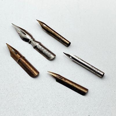 LOT 126: Stunning Glass Ink Dip Pen, Pelikan 4001 Ink, Bombay Ink, Nibs in Wood Storage Box