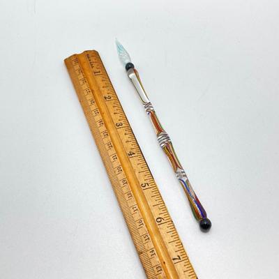 LOT 126: Stunning Glass Ink Dip Pen, Pelikan 4001 Ink, Bombay Ink, Nibs in Wood Storage Box