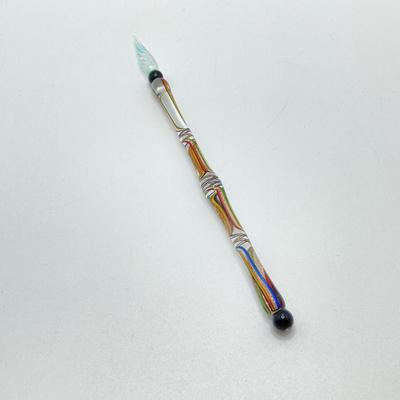 LOT 126: Stunning Glass Ink Dip Pen, Pelikan 4001 Ink, Bombay Ink, Nibs in Wood Storage Box