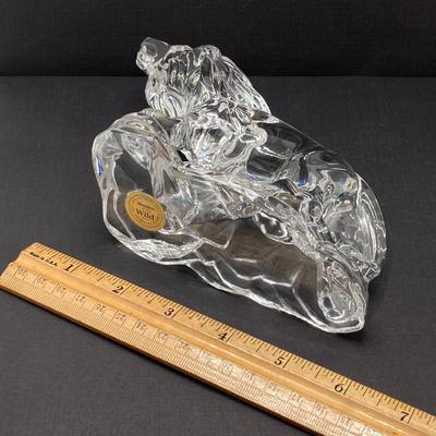 LOT 127: Wonders of the Wild Germany Crystal Lion, Hanging Prism Ball, Brass Trinket Bowl, Scarf, Picture Holder Jewelry Box and Pearls