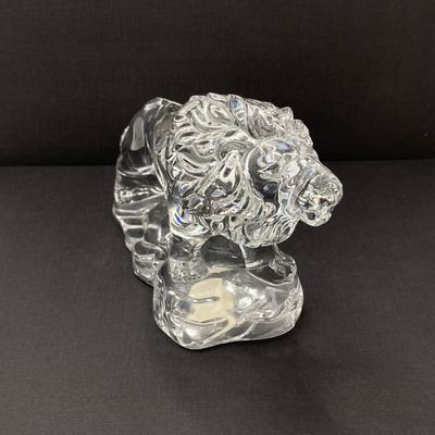 LOT 127: Wonders of the Wild Germany Crystal Lion, Hanging Prism Ball, Brass Trinket Bowl, Scarf, Picture Holder Jewelry Box and Pearls