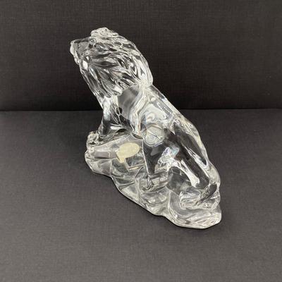 LOT 127: Wonders of the Wild Germany Crystal Lion, Hanging Prism Ball, Brass Trinket Bowl, Scarf, Picture Holder Jewelry Box and Pearls