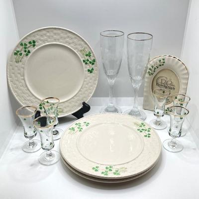 LOT 130: Celtic Classics Dinnerware, Porcelain Picture Frame and Glasses