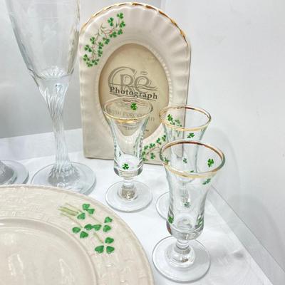LOT 130: Celtic Classics Dinnerware, Porcelain Picture Frame and Glasses