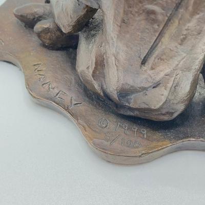 LOT 135: Hamilton Greenfield Manor Mantle Clock and Signed and Numbered 8 of 100 Bronze Statue of Girl Reading by Artist Nancy