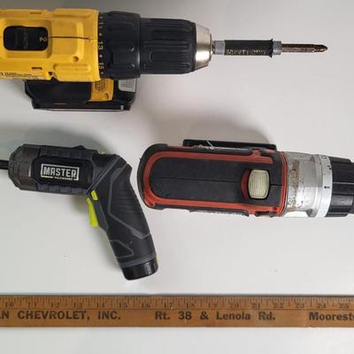 LOT 139: Pair of Battery Powered Drill Drivers by Dewalt and Black & Decker with Electric Screwdriver