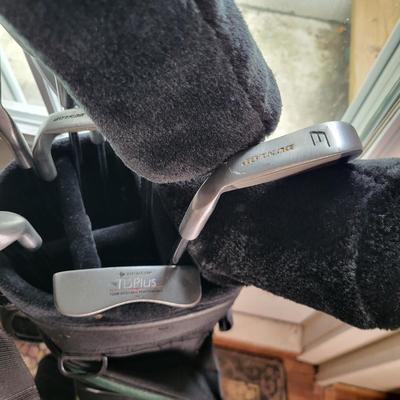 LOT 140: Set of Dunlop Golf Clubs in Golf Bag with Multiple Golf Balls, Tees and More