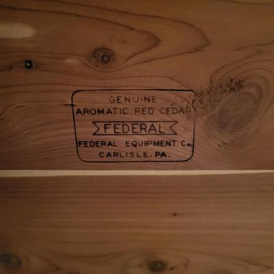 LOT 146: Vintage Federal Equipment Co. Red Cedar Wooden Storage Chest