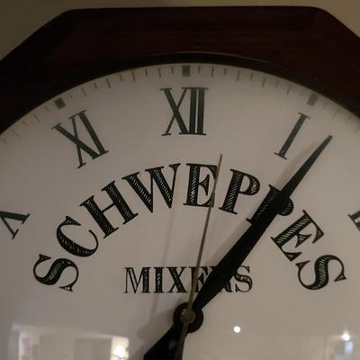LOT 149: Vintage Schweppes Mixers Wooden Electric Pendulum Clock
