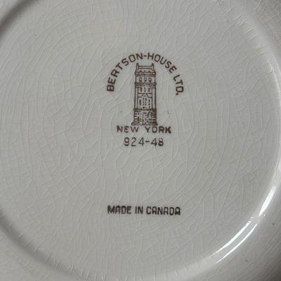 LOT 154: Vintage Bertson House New York Christmas Tree Plates 8” Set of 4, Lenox "Winter Greetings" Votive Candle Holders:...