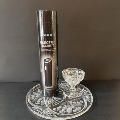 LOT 155: Rabbit Automatic Rechargeable Electric Corkscrew (NIB), Lenox & Crystal Stemware