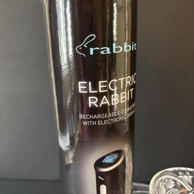LOT 155: Rabbit Automatic Rechargeable Electric Corkscrew (NIB), Lenox & Crystal Stemware