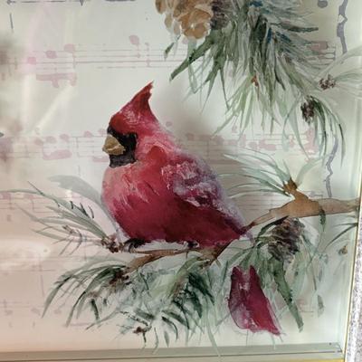 LOT 157: Believe Blocks, Cardinal Wall Art, Lefton Plate, St Nicholas Square 1999 Cardinal Bowl & More