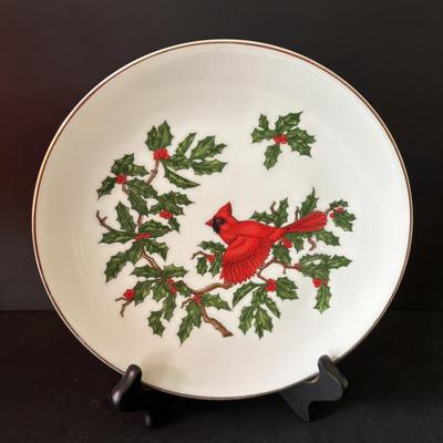 LOT 157: Believe Blocks, Cardinal Wall Art, Lefton Plate, St Nicholas Square 1999 Cardinal Bowl & More