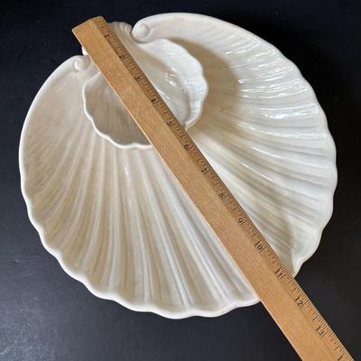 LOT 158: At the Beach Collection: Lifeguard Chair Accent Lamp, Staine Glass Candle Holder Scalloped Shell Chip n Dip Bowl & More