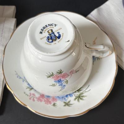 LOT 160: Lenox, Brass Pillar Candle Holder w/Snuffer, Gevalia Kaffe Mugs, Regency Floral Teacup & More