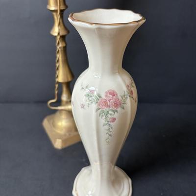 LOT 160: Lenox, Brass Pillar Candle Holder w/Snuffer, Gevalia Kaffe Mugs, Regency Floral Teacup & More