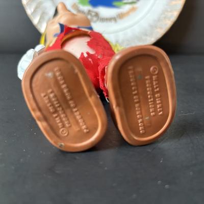 LOT 162: Lassie Melmac Dinnerware Plate, Walt Disney Productions Mickey Mouse & Pinocchio Dolls, Disney Hats, Mug, Ornaments & More