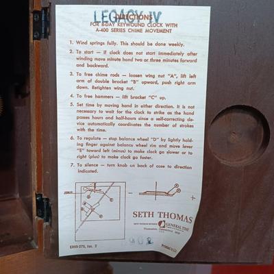 LOT 164: Seth Thomas Key Wound Mantel Clock