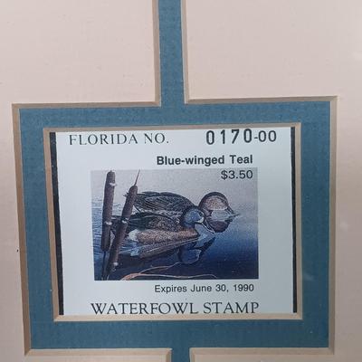 LOT 168: Signed and Numbered Florida Migratory Water Fowl Stamp Print and Stamp in Frame