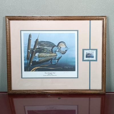 LOT 168: Signed and Numbered Florida Migratory Water Fowl Stamp Print and Stamp in Frame