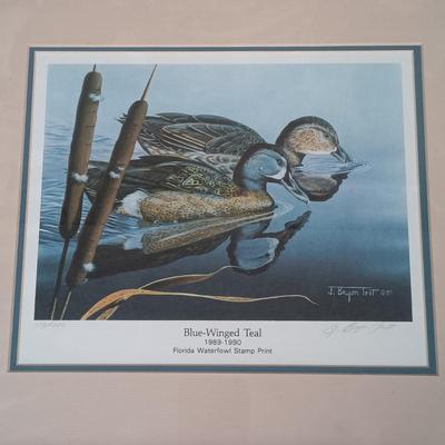 LOT 168: Signed and Numbered Florida Migratory Water Fowl Stamp Print and Stamp in Frame