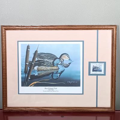 LOT 168: Signed and Numbered Florida Migratory Water Fowl Stamp Print and Stamp in Frame