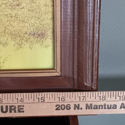 LOT 171: Wood Desk Organizer with Framed Art, Picture Frames & More