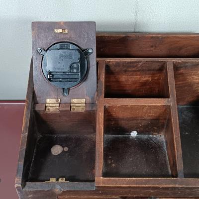 LOT 171: Wood Desk Organizer with Framed Art, Picture Frames & More