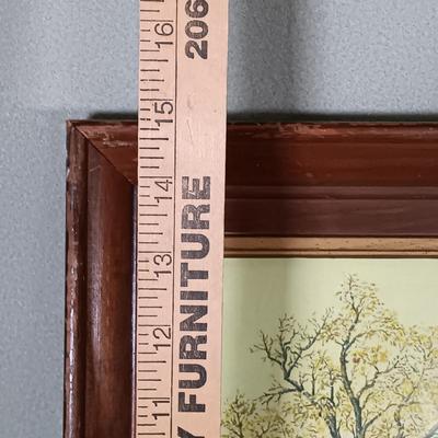 LOT 171: Wood Desk Organizer with Framed Art, Picture Frames & More