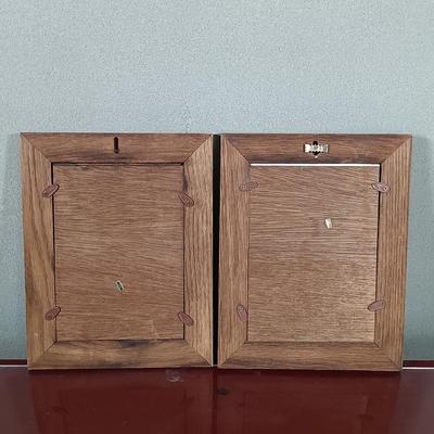 LOT 171: Wood Desk Organizer with Framed Art, Picture Frames & More