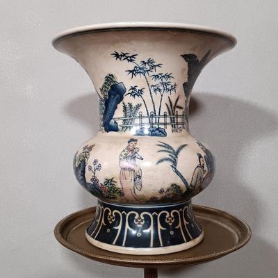 LOT 175: Metal and Pottery Plant Containers with Brass Plant Stand