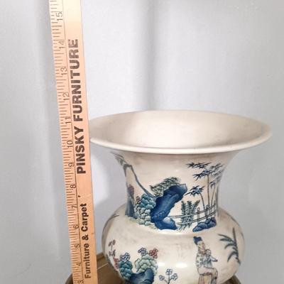 LOT 175: Metal and Pottery Plant Containers with Brass Plant Stand