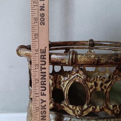 LOT 175: Metal and Pottery Plant Containers with Brass Plant Stand