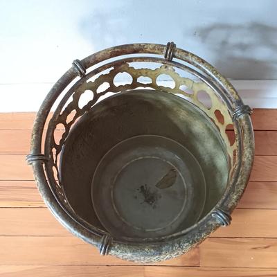 LOT 175: Metal and Pottery Plant Containers with Brass Plant Stand