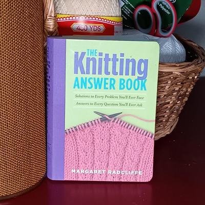 LOT 179: Crafting Collection- Knitting Needle Holder, Sewing Notions, Fabric Remnants & More