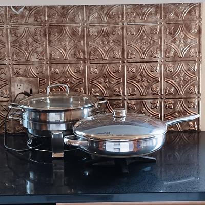 LOT 180: Elite Platinum Electric Chafing Dish & Farberware Stainless Steel Skillet