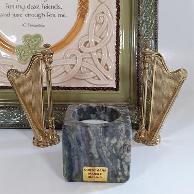 LOT 183: Grasslands Road Cake Stand, Glass Napkin Rings, Marble Salt and Pepper Shakers & More