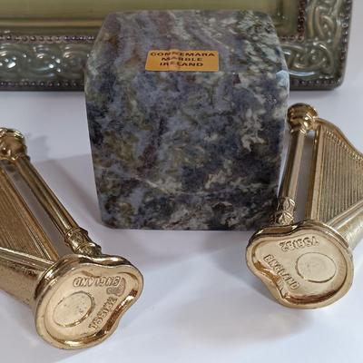 LOT 183: Grasslands Road Cake Stand, Glass Napkin Rings, Marble Salt and Pepper Shakers & More