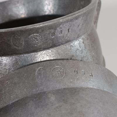 LOT 185: Cast Iron Trivets, Pewter Bean Pots, Pressed Glass Cakestand & More