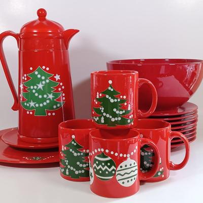 LOT 186: Waechtersbach Christmas Dishes with A.K. Das Thermos