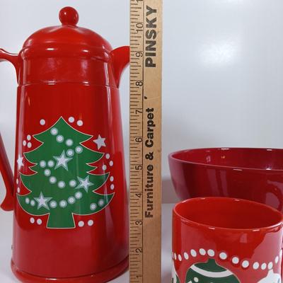LOT 186: Waechtersbach Christmas Dishes with A.K. Das Thermos